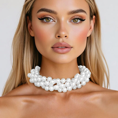 Endless 12mm White Glass Pearl Necklace for Women