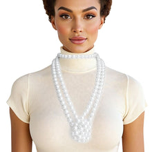 Load image into Gallery viewer, Endless 12mm White Glass Pearl Necklace for Women
