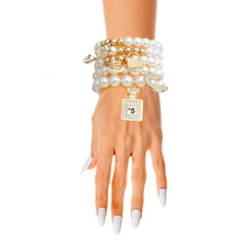 Load image into Gallery viewer, White Pearl Gold Boutique Charm Bracelets
