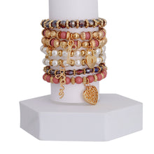 Load image into Gallery viewer, Mauve Bead and Pearl Love Bracelets
