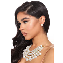 Load image into Gallery viewer, Cream Pearl 4 Layer Drop Necklace
