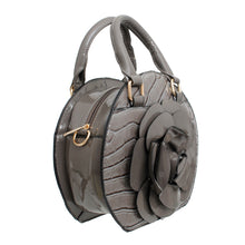 Load image into Gallery viewer, Handbag Round Grey Flower Croc Bag for Women
