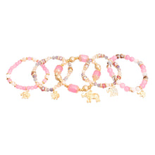 Load image into Gallery viewer, Pink Bead Elephant Charm Bracelets
