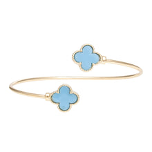 Load image into Gallery viewer, Bangle Gold Blue Clover Open Bracelet for Women
