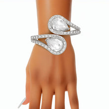 Load image into Gallery viewer, Cuff Brilliant Silver Teardrop Crystal Bracelet
