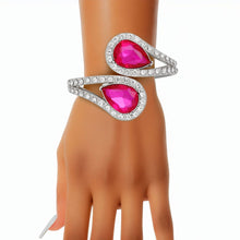 Load image into Gallery viewer, Cuff Brilliant Fuchsia Teardrop Crystal Bracelet
