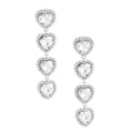 Silver Crystal Quad Heart Earrings