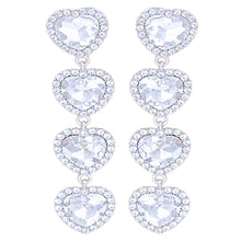 Load image into Gallery viewer, Silver Crystal Quad Heart Earrings
