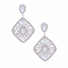 Load image into Gallery viewer, Silver Glass Crystal Diamond Earrings
