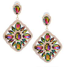 Load image into Gallery viewer, Pink Green Glass Crystal Diamond Earrings
