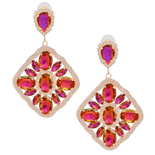 Load image into Gallery viewer, Purple Glass Crystal Diamond Earrings
