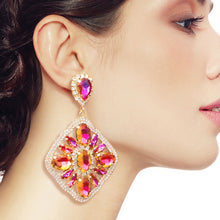 Load image into Gallery viewer, Purple Glass Crystal Diamond Earrings
