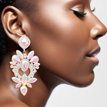 Load image into Gallery viewer, Silver Glass Crystal Heart Earrings
