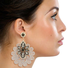 Load image into Gallery viewer, Gray Crystal Lace Earrings
