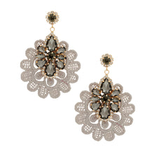 Load image into Gallery viewer, Gray Crystal Lace Earrings
