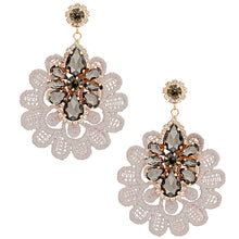 Load image into Gallery viewer, Gray Crystal Lace Earrings
