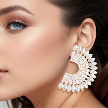 Load image into Gallery viewer, Studs Gold Crystal Semi Circle Luminous Earrings
