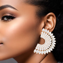 Load image into Gallery viewer, Studs Gold Crystal Semi Circle Luminous Earrings
