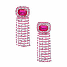 Load image into Gallery viewer, Fringe Fuchsia Radiant Cut Crystal Earrings Women
