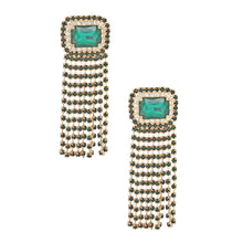 Load image into Gallery viewer, Fringe Emerald Radiant Cut Crystal Earrings Women
