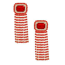 Load image into Gallery viewer, Fringe Red Radiant Cut Crystal Earrings Women
