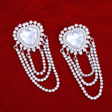 Load image into Gallery viewer, Dangle Silver Crystal Heart Cascade Earrings
