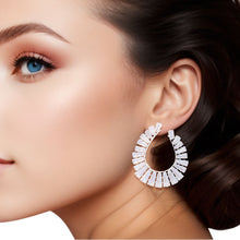 Load image into Gallery viewer, Stud Silver Baguette Crystal Teardrop Earrings Women
