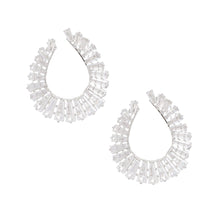 Load image into Gallery viewer, Stud Silver Baguette Crystal Teardrop Earrings Women
