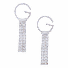 Load image into Gallery viewer, Tassel Silver G Rhinestone Fringe Earrings Women
