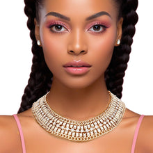 Load image into Gallery viewer, Necklace Gold Multi Link Rhinestone Collar Women
