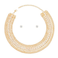Load image into Gallery viewer, Necklace Gold Multi Link Rhinestone Collar Women

