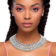 Load image into Gallery viewer, Necklace Silver Multi Link Rhinestone Collar Women
