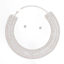 Load image into Gallery viewer, Necklace Silver Multi Link Rhinestone Collar Women
