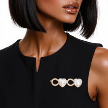 Load image into Gallery viewer, Brooch Iconic Gold Heart and Pearl Stud Coco Pin

