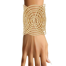 Load image into Gallery viewer, Cuff Gold Concentric Circle Sculpted Bracelet
