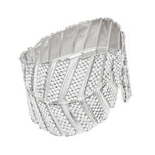 Load image into Gallery viewer, Cuff Garden Chic Encrusted Silver Leaf Bracelet
