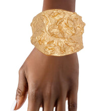 Load image into Gallery viewer, Cuff Chunky Raw Matte Gold Pearl Band Bracelet
