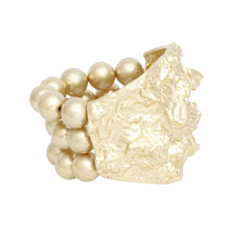 Load image into Gallery viewer, Cuff Chunky Raw Matte Gold Pearl Band Bracelet
