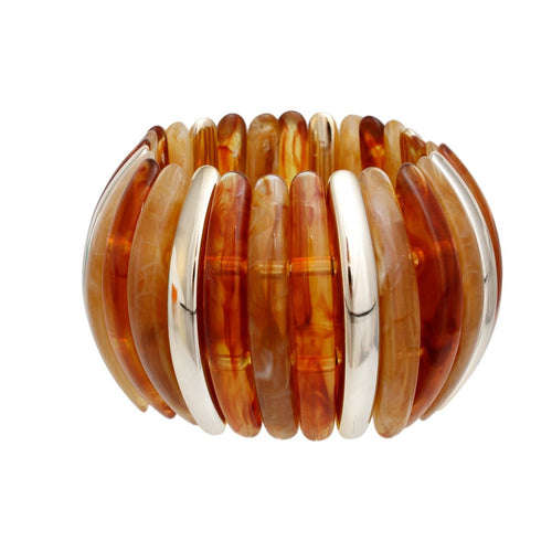 Bangle Marbled Rich Brown Stretch Wide Bracelet