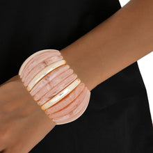 Load image into Gallery viewer, Bangle Marbled Light Pink Stretch Wide Bracelet
