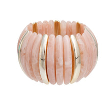 Load image into Gallery viewer, Bangle Marbled Light Pink Stretch Wide Bracelet
