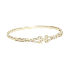 Load image into Gallery viewer, Bangle Sleek Timeless Luxe H Pave Gold Bracelet
