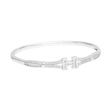 Load image into Gallery viewer, Bangle Sleek Timeless Luxe H Pave Silver Bracelet
