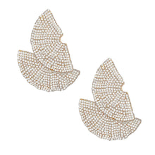 Load image into Gallery viewer, Stud 1920s Gold Ruffle Fan Rhinestone Earrings
