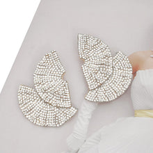 Load image into Gallery viewer, Stud 1920s Gold Ruffle Fan Rhinestone Earrings
