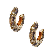 Load image into Gallery viewer, Hoop Leopard Pave Rhinestone Embellished Earrings
