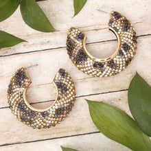 Load image into Gallery viewer, Hoop Leopard Pave Rhinestone Embellished Earrings
