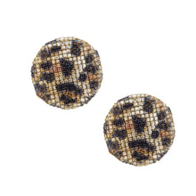 Load image into Gallery viewer, Stud Leopard Mosaic Rhinestone Disc Earrings

