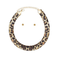Load image into Gallery viewer, Collar Leopard Pave Rhinestone Torque Necklace
