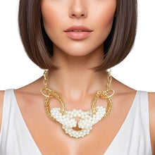 Load image into Gallery viewer, Chain Chunky Gold Cream Pearl Links Necklace
